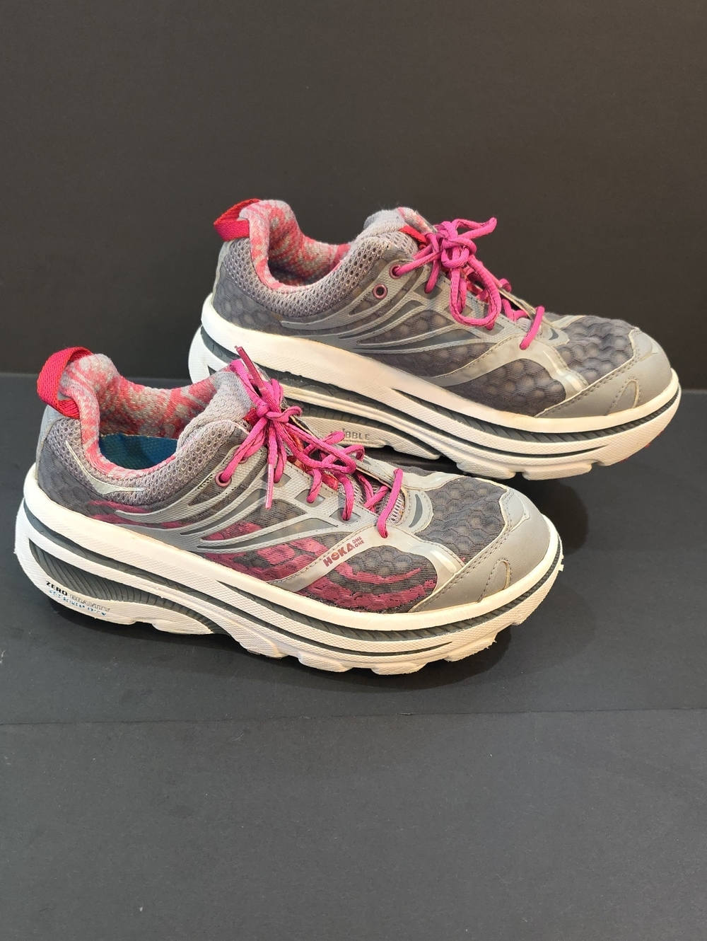 Hoka Bondi Kailua Tarmac Gray and Pink Women's Running Shoes Size 7